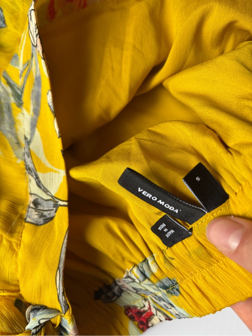 Vero moda yellow mustard floral wrap midi skirt ruffle boho cottagecore summer - Picture 7 of 14